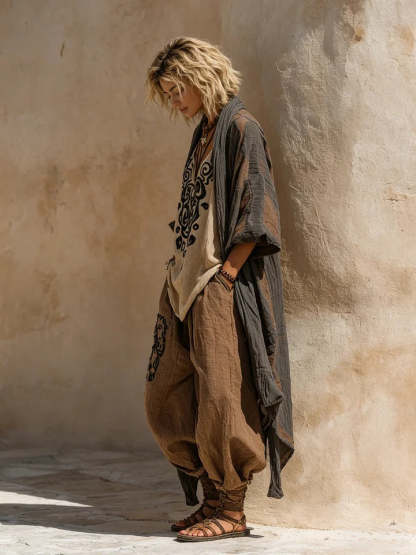 Boho Casual Loose Linen Cotton Three-piece Set