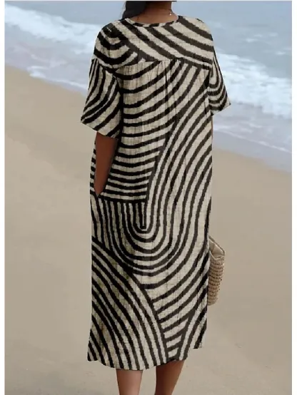 Vintage Elegant Striped Maxi Dress