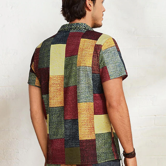 Men's Plaid Waffle Polo Shirts