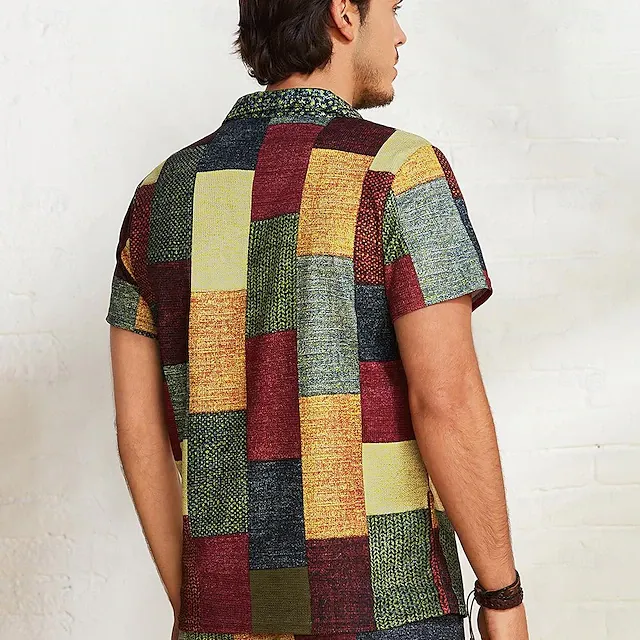 Men's Plaid Waffle Polo Shirts