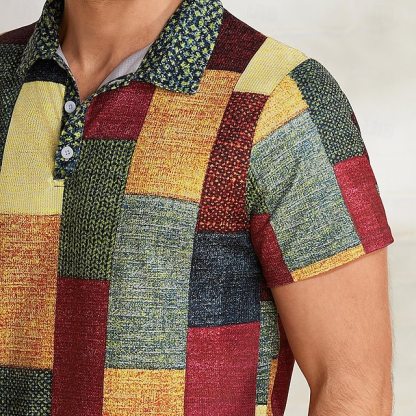 Men's Plaid Waffle Polo Shirts