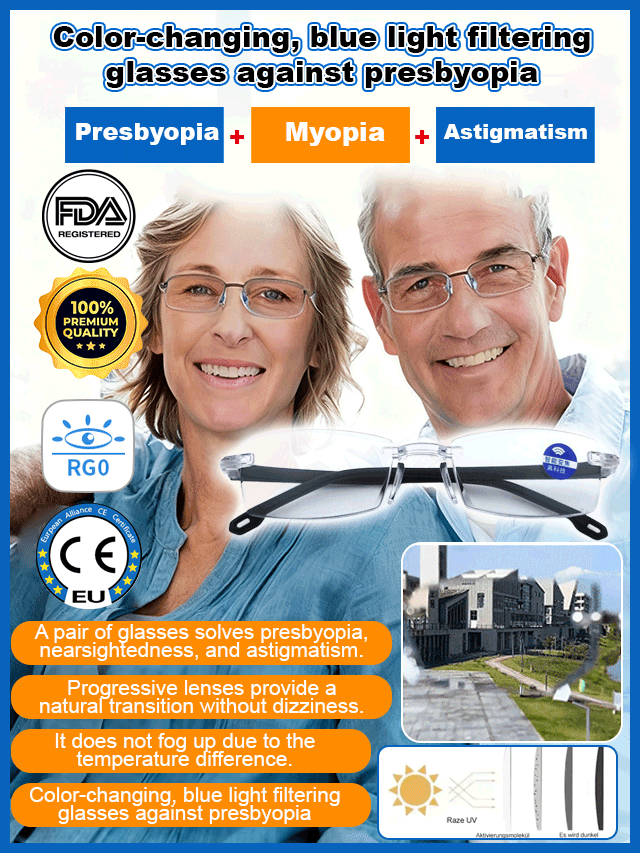 Buy 1 get 1 free! ✨Buy 2 get 2 free!✨Photochromic anti-blue light reading glasses☀️Smart Color-Changing Lenses!🛡️Anti-Blue Light Protection.