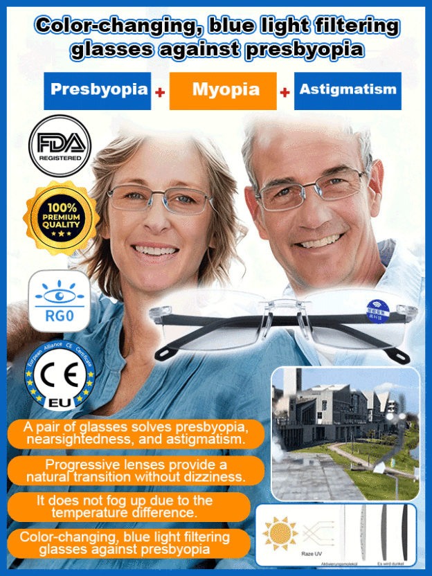 Buy 1 get 1 free! ✨Buy 2 get 2 free!✨Photochromic anti-blue light reading glasses☀️Smart Color-Changing Lenses!🛡️Anti-Blue Light Protection.