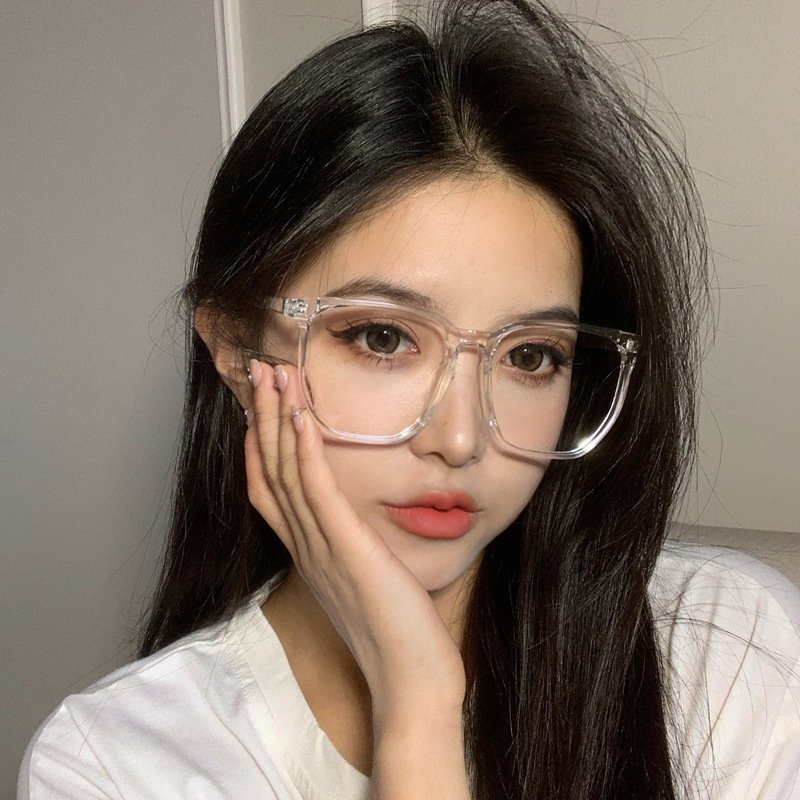 Women's black frame glasses with digital display face small flat mirror square round frame glasses