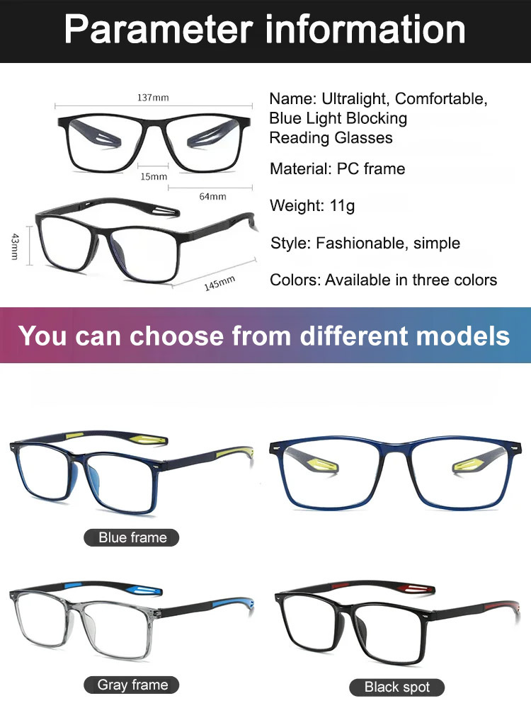 New stylish blue light blocking reading glasses for men and women, The top choice for gifts for parents