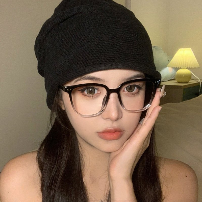 Women's black frame glasses with digital display face small flat mirror square round frame glasses