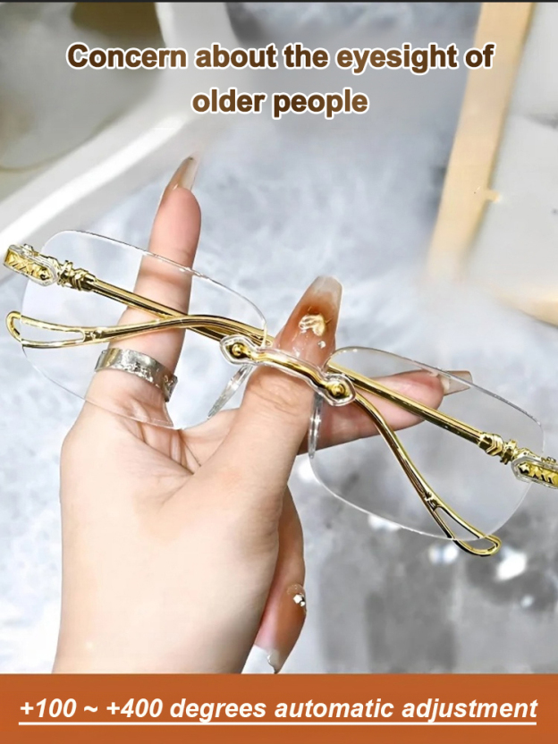 Light-sensitive color-changing frameless reading glasses