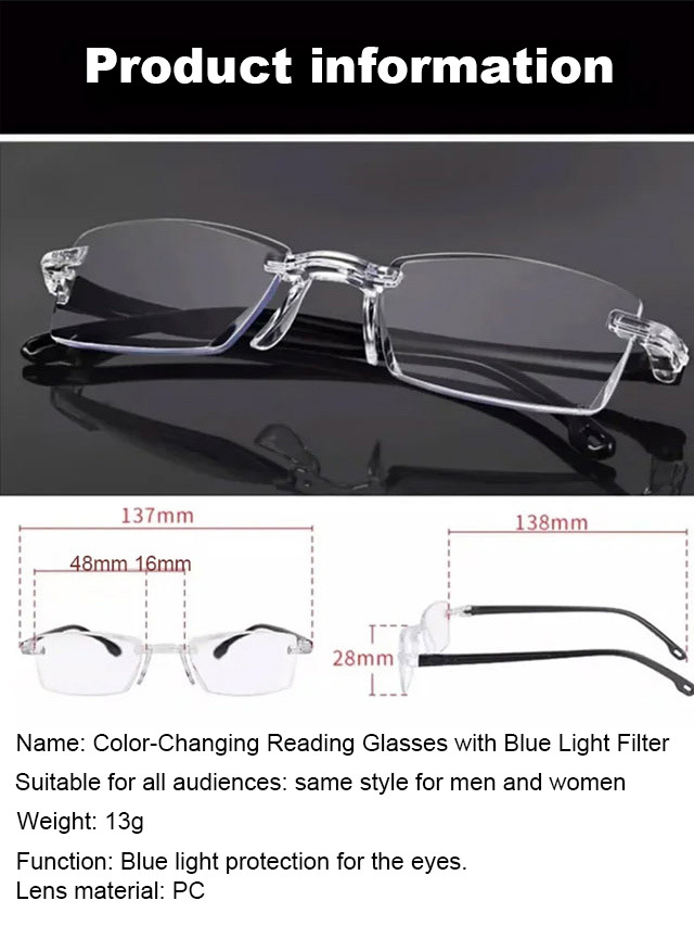 Buy 1 get 1 free! ✨Buy 2 get 2 free!✨Photochromic anti-blue light reading glasses☀️Smart Color-Changing Lenses!🛡️Anti-Blue Light Protection.