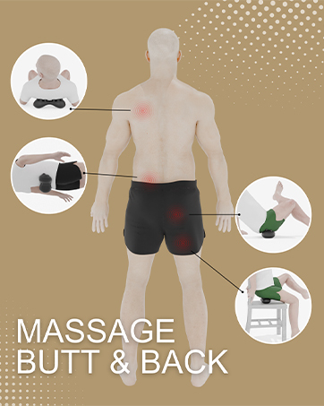 Acu-Hump massage tool applied to upper back, lower back, and glutesfor targeted tight muscle release