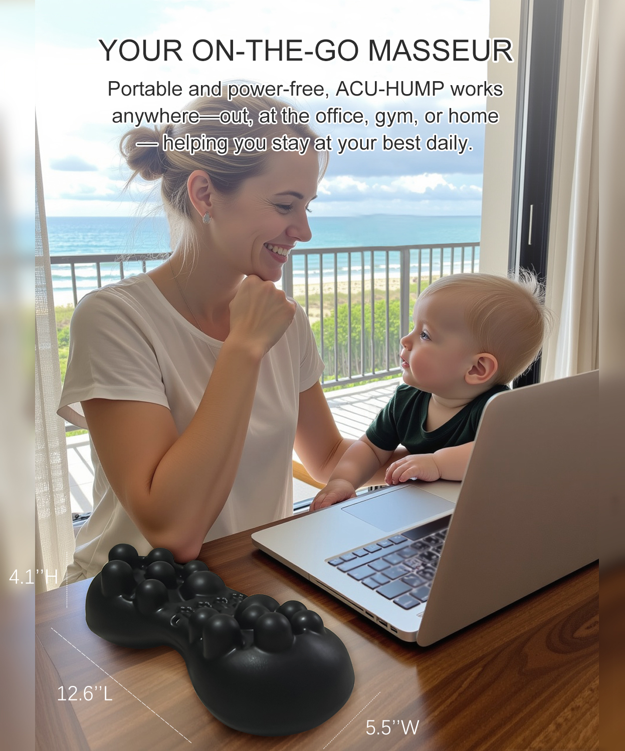 New mom uses Acu-Hump SI joint massager to relieve postpartum pain after working remotely