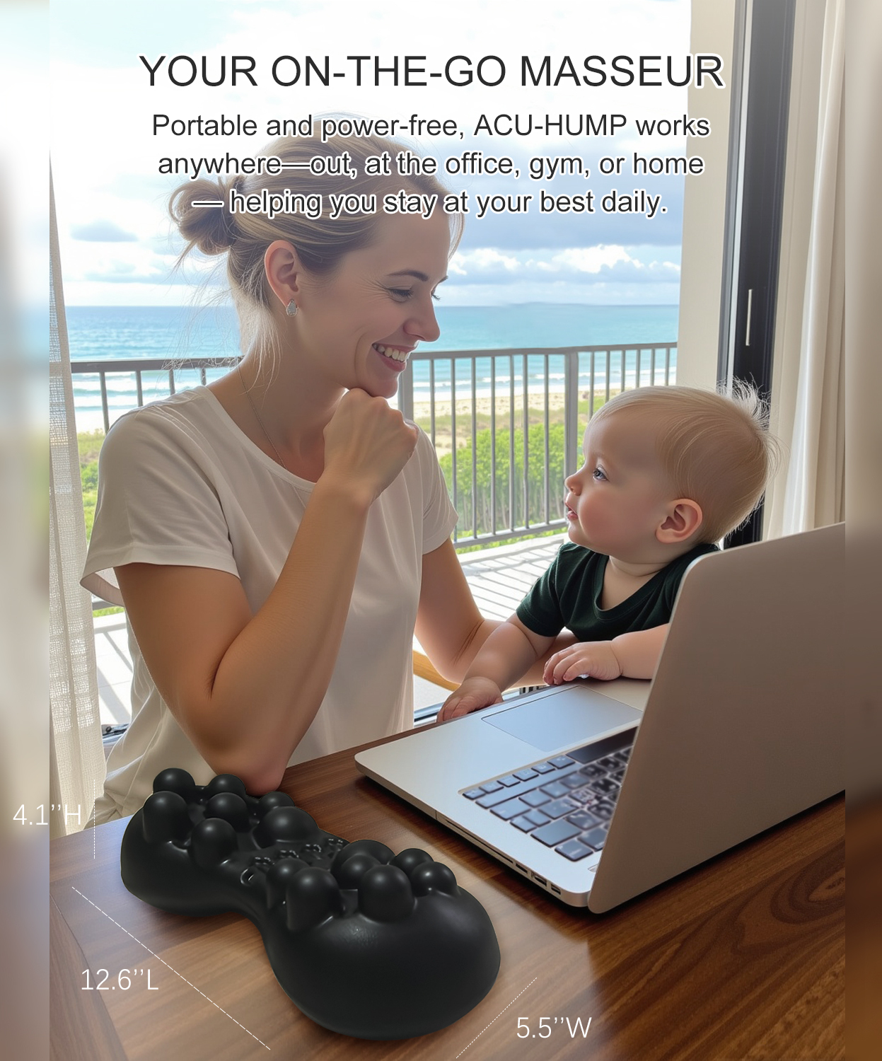 New mom uses Acu-Hump SI joint massager to relieve postpartum pain after working remotely