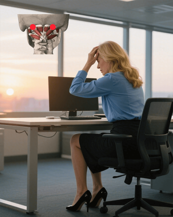 a office women head pain radiate from the back of your skull to your eyes and forehead