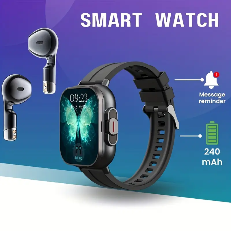 🎧⌚ Reloj inteligente 2 en 1: auriculares inalámbricos incorporados, ¡disfruta de llamadas y música! 🚀🎵