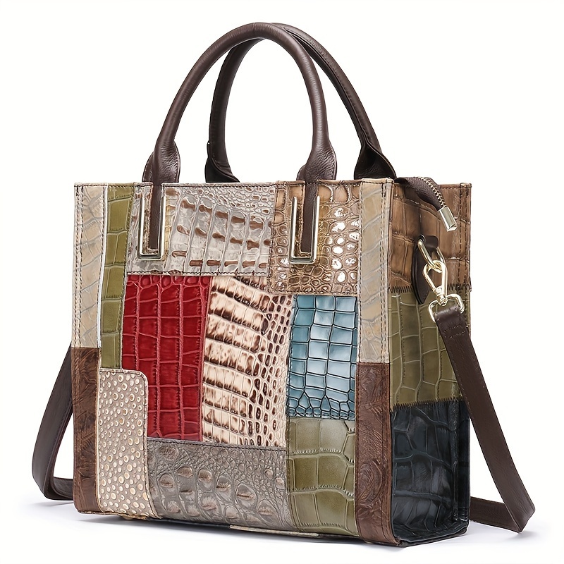 🎁 ¡Descuento del 48% en todos los productos!LujoEspléndido🌟💼Bolso de mano de parches aleatorios vintage, bolso de hombro de estilo étnico cuadrado de gran capacidad, bolso de almacenamiento perfecto para viajes y uso diario