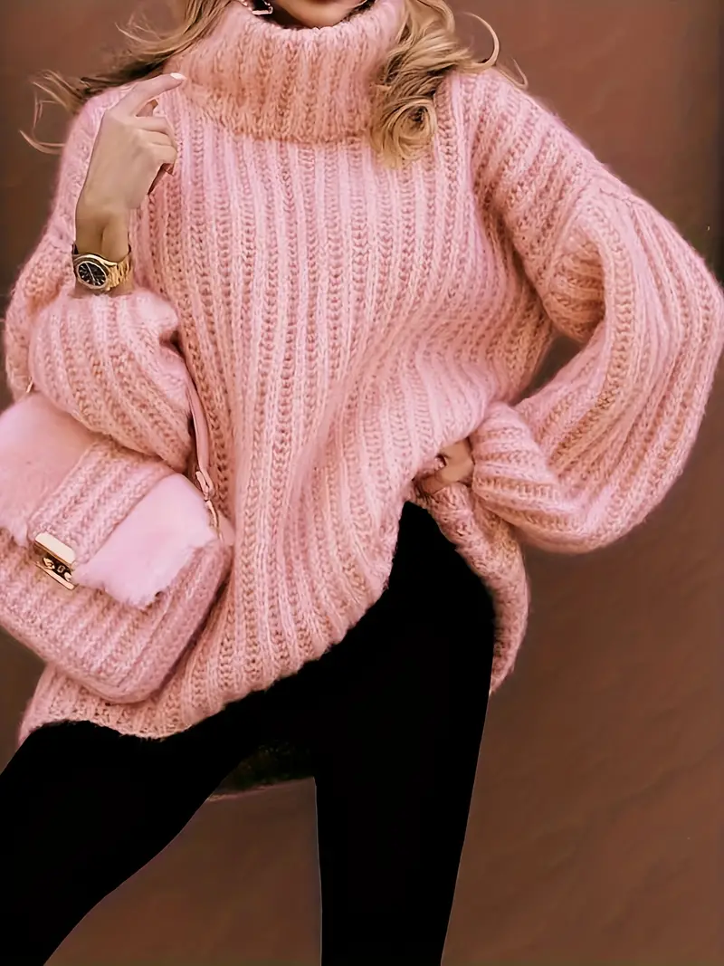 Suavidad acogedora: Cuello alto con copos de nieve, suave como plumas, ¡jersey cálido para el corazón en los días de invierno! 🌹