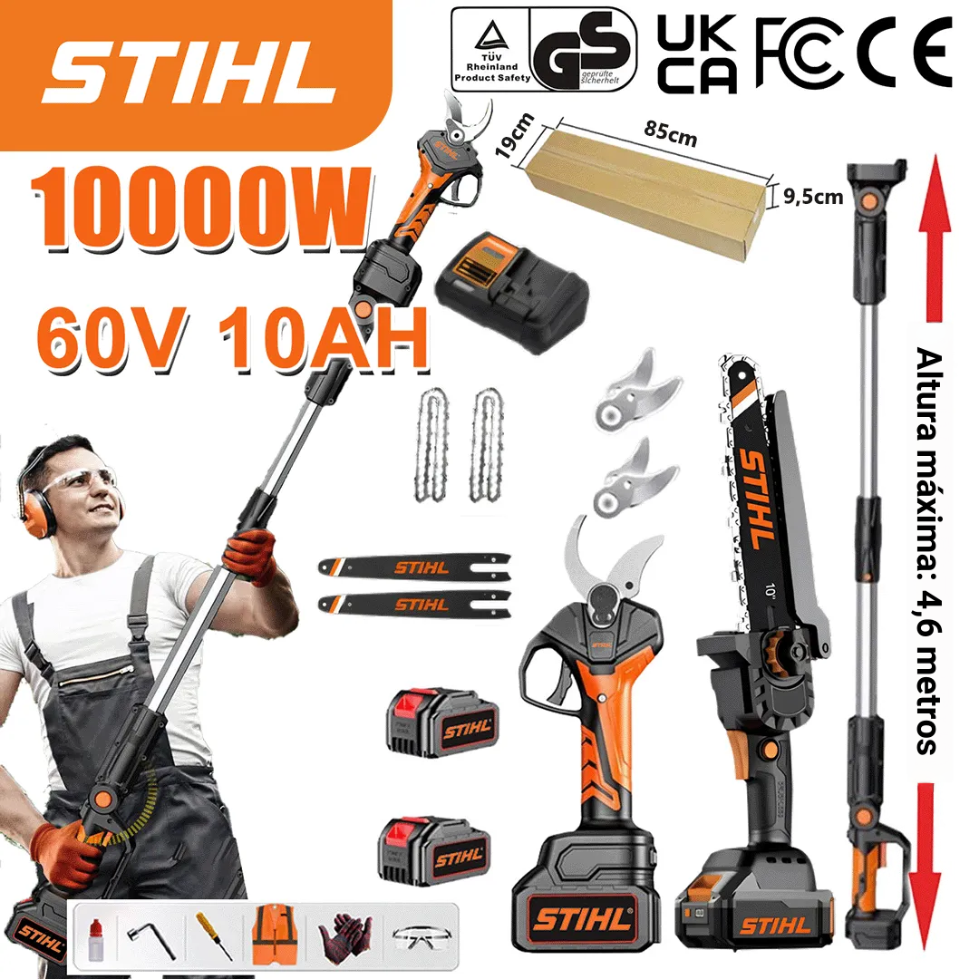 Set de motosierra eléctrica sin escobillas y tijeras para podar STIHL con motor de ion de litio