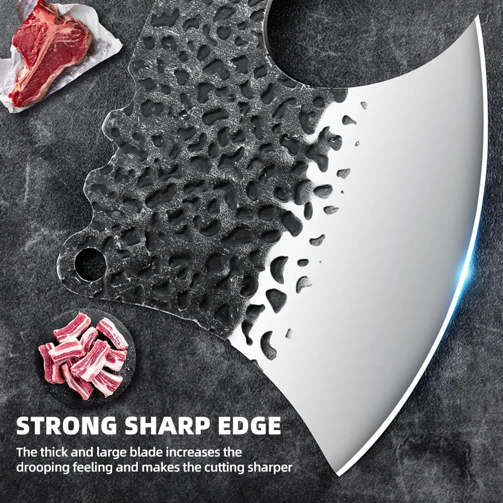2KD Cleaver Forged Heavy Duty High Carbon Butcher Knife Boning Breaker Chopper Cutting Chef Knife Outdoor BBQ Gift Cover