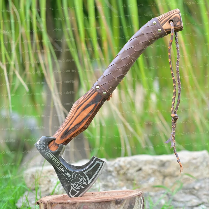 RAGNAR VIKING AXE Forged Camping Axe with Rose Wood Shaft, Viking Gifts, Viking Bearded Nordic, Custom gift, Best gift for dad