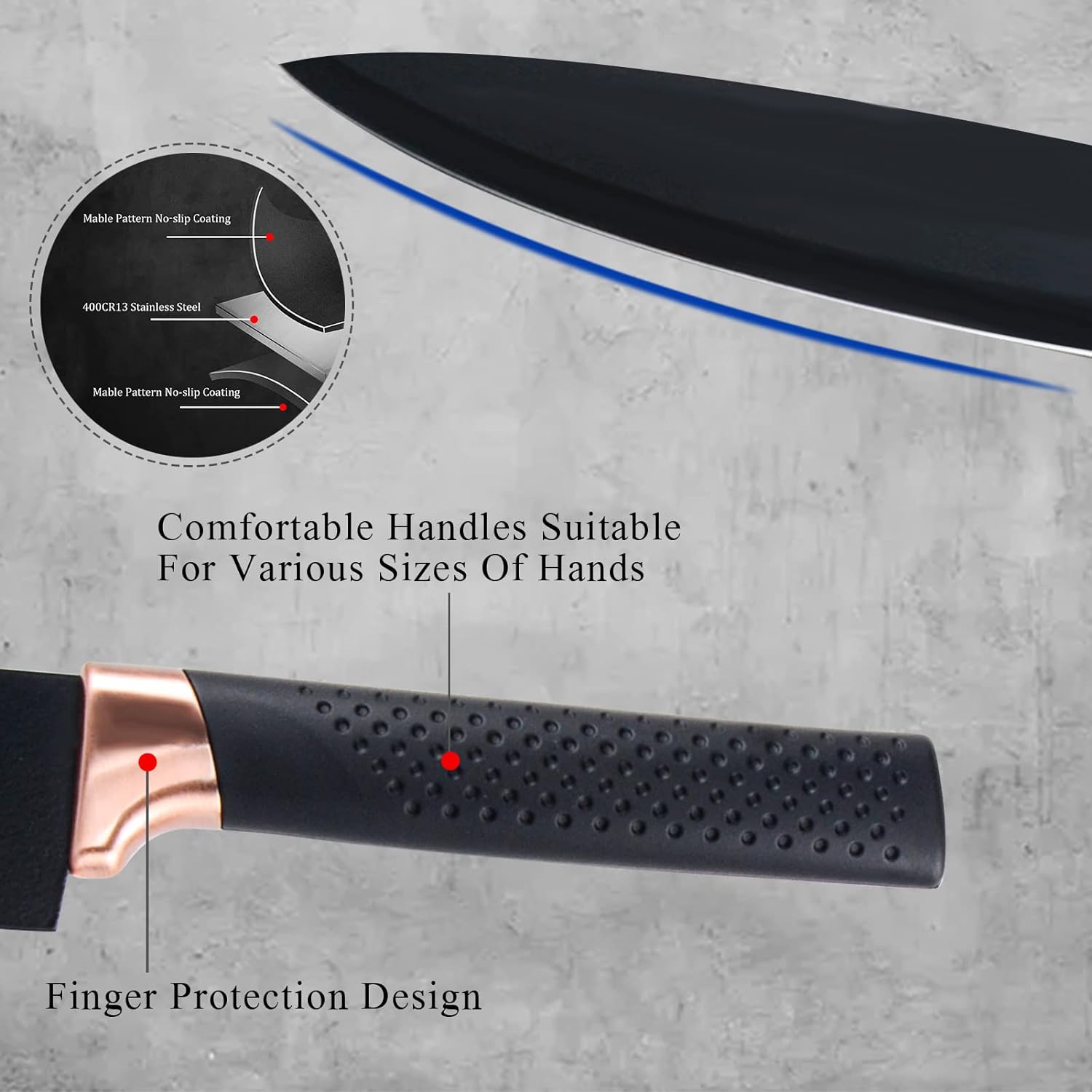 Profesionální 6dílná nerezová sada kuchařských nožů s akrylovým držákem