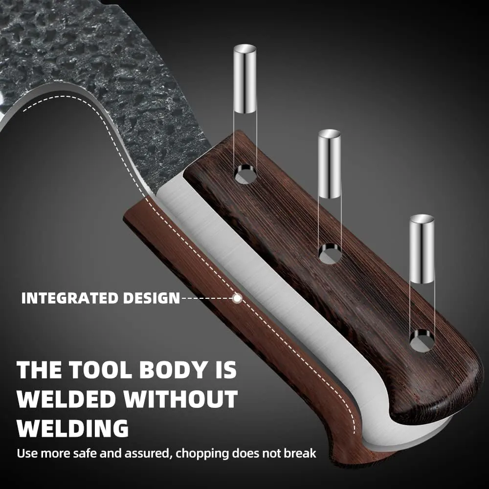 2KD Cleaver Forged Heavy Duty High Carbon Butcher Knife Boning Breaker Chopper Cutting Chef Knife Outdoor BBQ Gift Cover