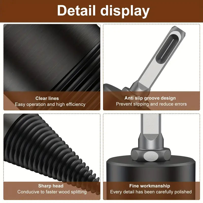 Didelės anglies plieno medienos medinis grąžtas su šešiakampio/apvalaus/kvadratinio koto titano danga