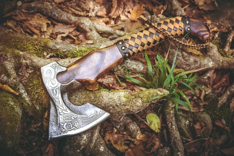 Custom Gift Hand Forged Carbon Steel VIKING AXE with Ash Wood Shaft, Wedding Gift, Axe, Axes Best Birthday&Anniversary Gift For Him,Larp axe