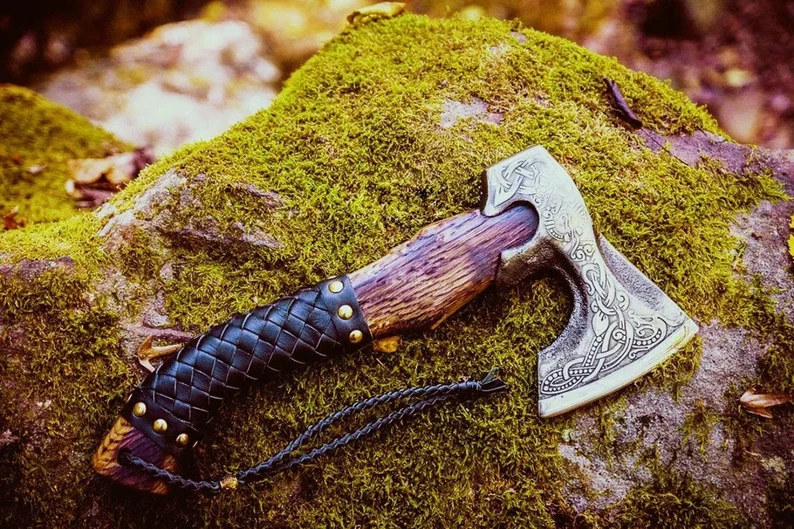 Custom Gift Hand Forged Carbon Steel VIKING AXE with Ash Wood Shaft, Wedding Gift, Axe, Axes Best Birthday&Anniversary Gift For Him,Larp axe