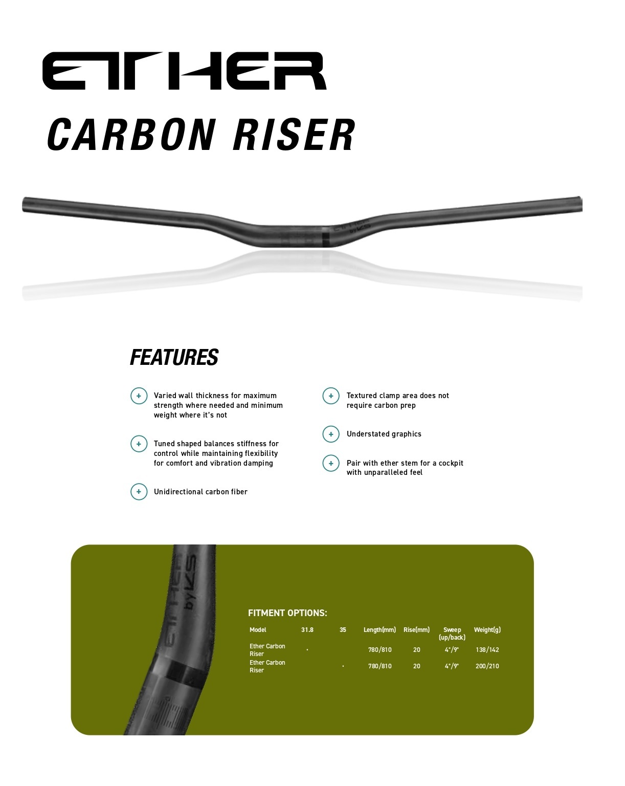 ETHER CARBON RISER BAR