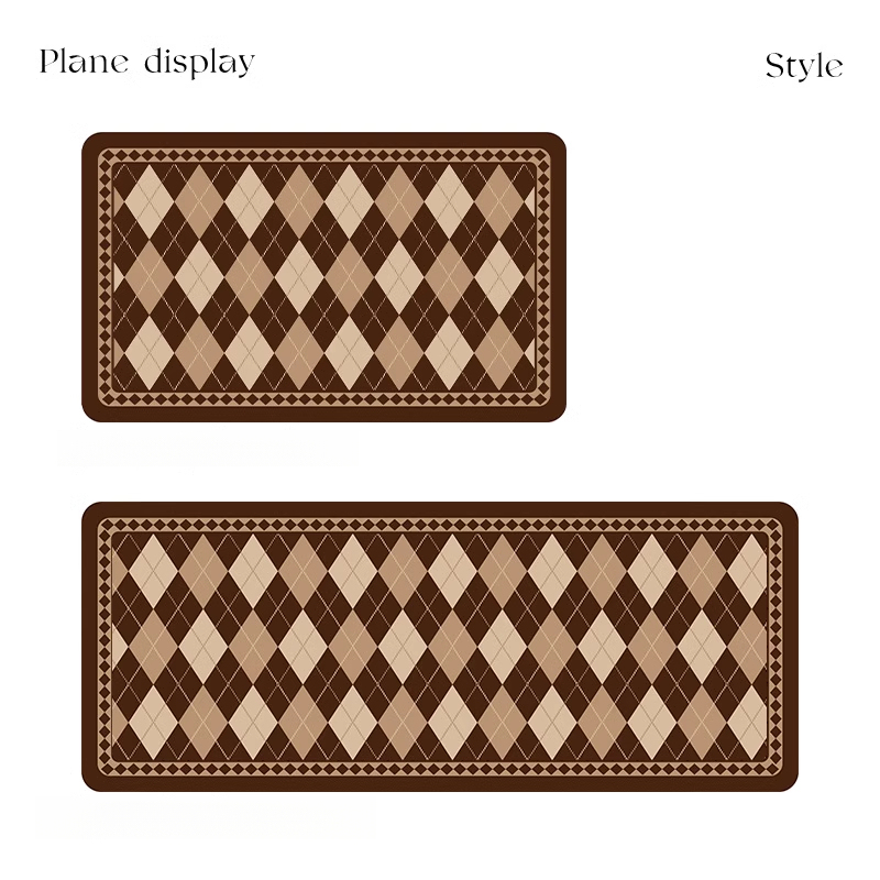 British Time Melard Style Diamond Pattern High-end Kitchen Mat Oil-proof Easy to Clean Retro Long Strip Carpet Customization