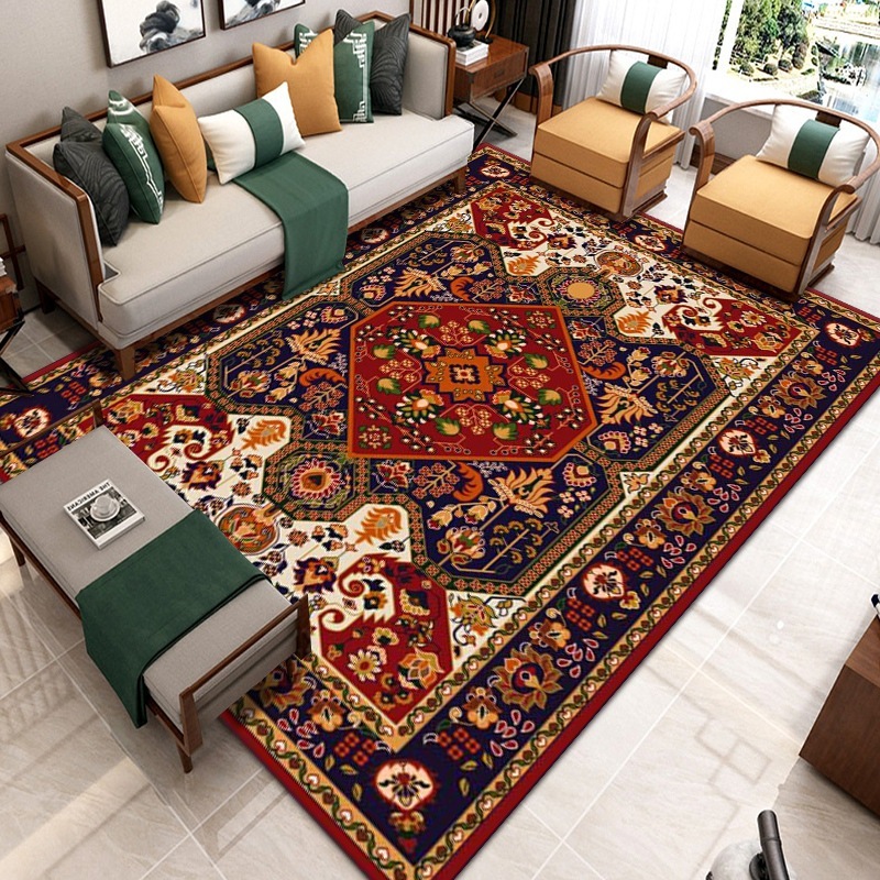 Turkish Ethnic Style Carpet Persian American Retro Living Room Sofa Coffee Table Carpet Home Bedroom Bedside Rug