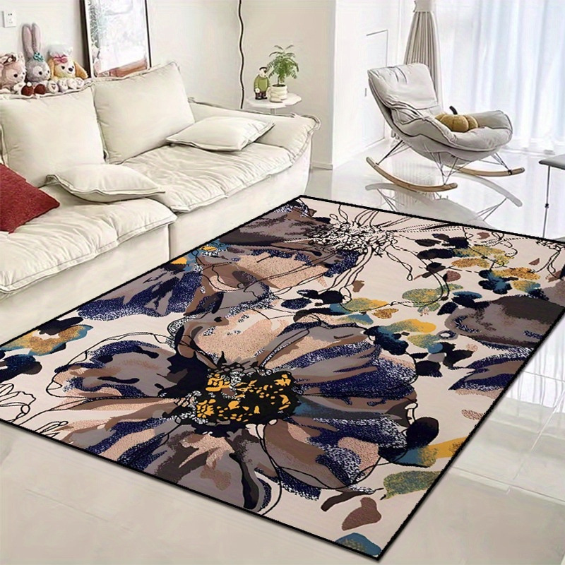 Nordic Retro Living Room Carpet American Style Home Non-Slip Sofa Coffee Table Rug Bedroom Stain-Resistant Bedside Rug