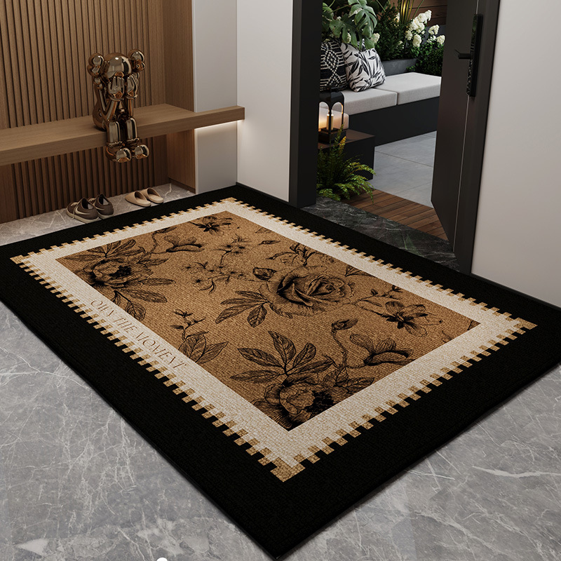 Light Luxury Retro Entryway Door Mat Home Non-Slip Door Mat Large Entrance Hallway Carpet Dirt-Resistant Foot Mat