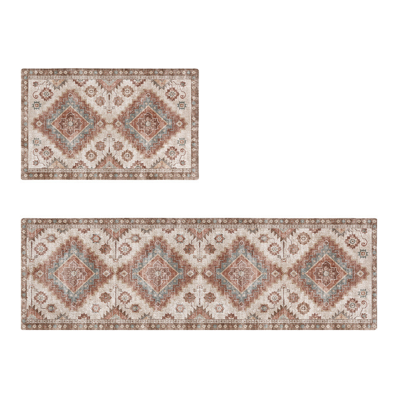 Persian Carpet American Retro Washable Foldable Stain-resistant Easy-to-clean Living Room Kitchen Hallway Rug