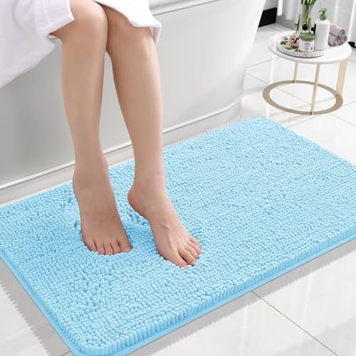 Rugava Bathroom Rugs 24x16, Extra Soft Absorbent Chenille Bath Rugs, Rubber Backing Quick Dry, Machine Washable Bath Mats for Bathroom Floor, Tub and Shower, Home Decor Accessories, Ochre