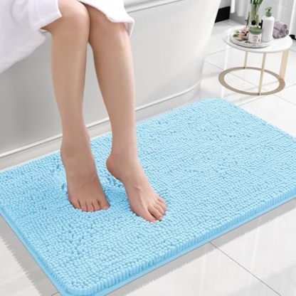 Rugava Bathroom Rugs 24x16, Extra Soft Absorbent Chenille Bath Rugs, Rubber Backing Quick Dry, Machine Washable Bath Mats for Bathroom Floor, Tub and Shower, Home Decor Accessories, Ochre