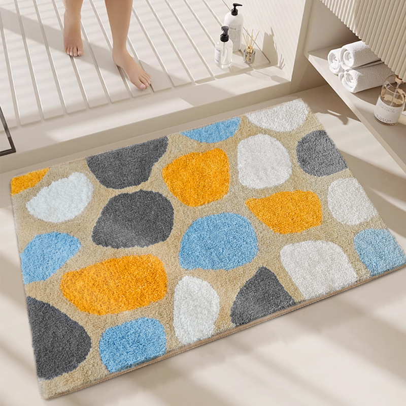 Cross-border Simple INS Style Flocked Absorbent Bathroom Mat Non-slip Quick-dry Customizable Bathroom Doorway Foot Mat Floor Mat