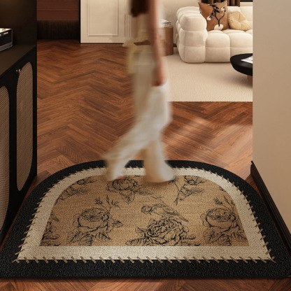 Vintage High-End Style Mid-Century Silk Loop Entrance Door Mat Home Entrance Dirt-Resistant Non-Slip Foot Mat Customizable