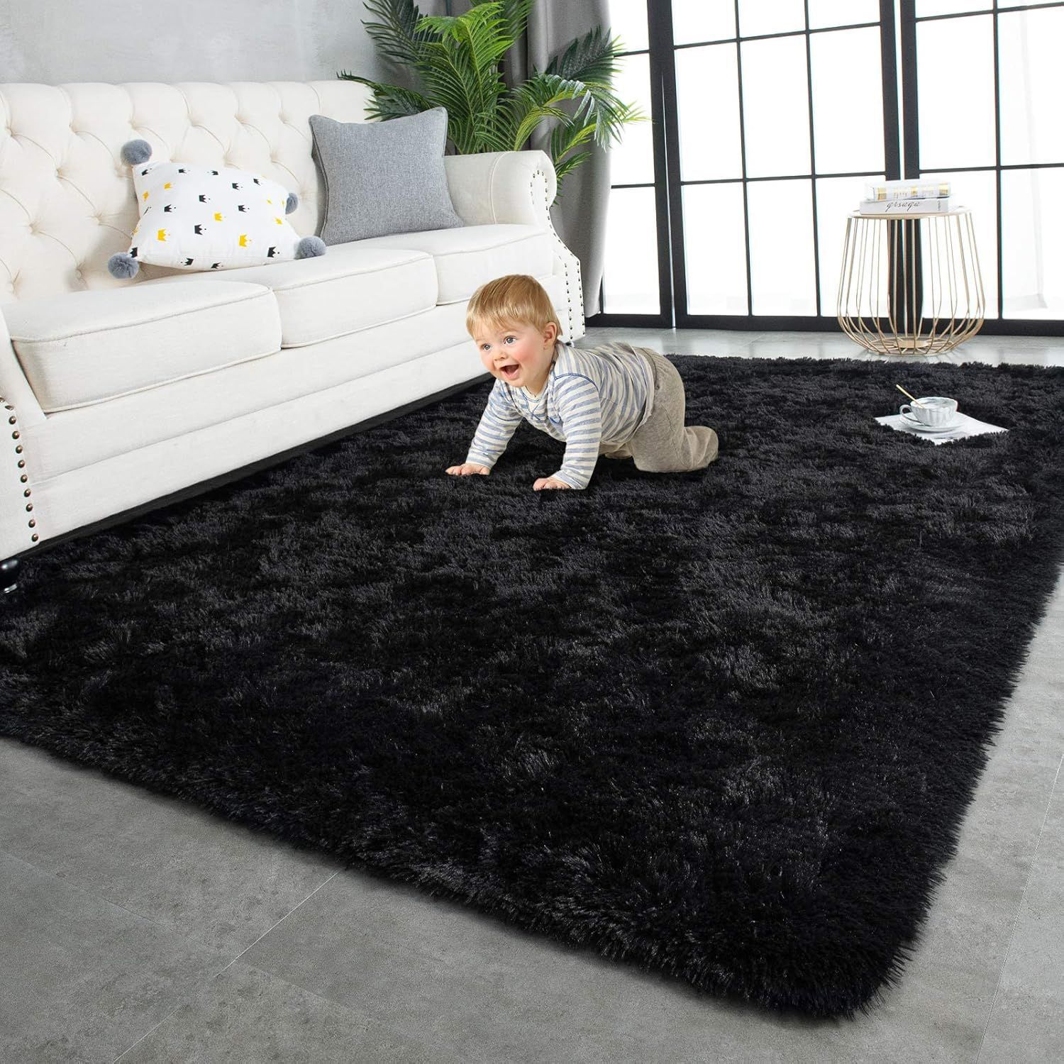 Plush Living Room Carpet Bedroom Bedside Rug Coffee Table Rug Room Under Bed Fleece Floor Mat