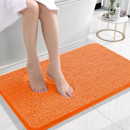 Rugava Bathroom Rugs 24x16, Extra Soft Absorbent Chenille Bath Rugs, Rubber Backing Quick Dry, Machine Washable Bath Mats for Bathroom Floor, Tub and Shower, Home Decor Accessories, Ochre