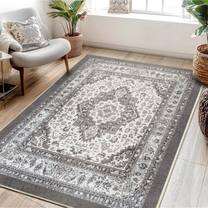 Machine Washable Carpet Living Room Coffee Table Vintage Washable Foldable Non-Slip Fine Cashmere Blanket