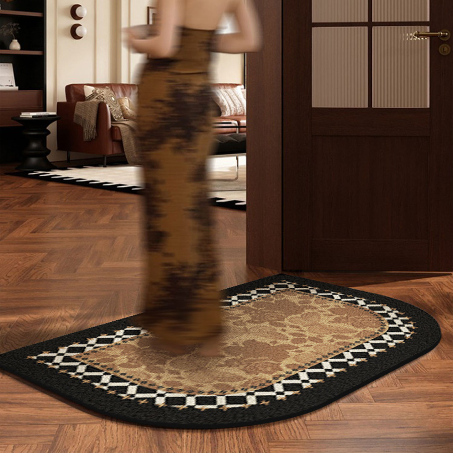 Vintage High-End Style Mid-Century Silk Loop Entrance Door Mat Home Entrance Dirt-Resistant Non-Slip Foot Mat Customizable