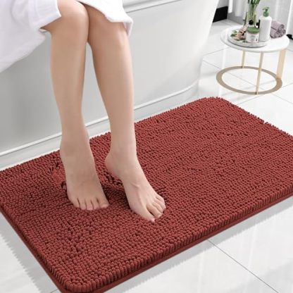 Rugava Bathroom Rugs 24x16, Extra Soft Absorbent Chenille Bath Rugs, Rubber Backing Quick Dry, Machine Washable Bath Mats for Bathroom Floor, Tub and Shower, Home Decor Accessories, Ochre