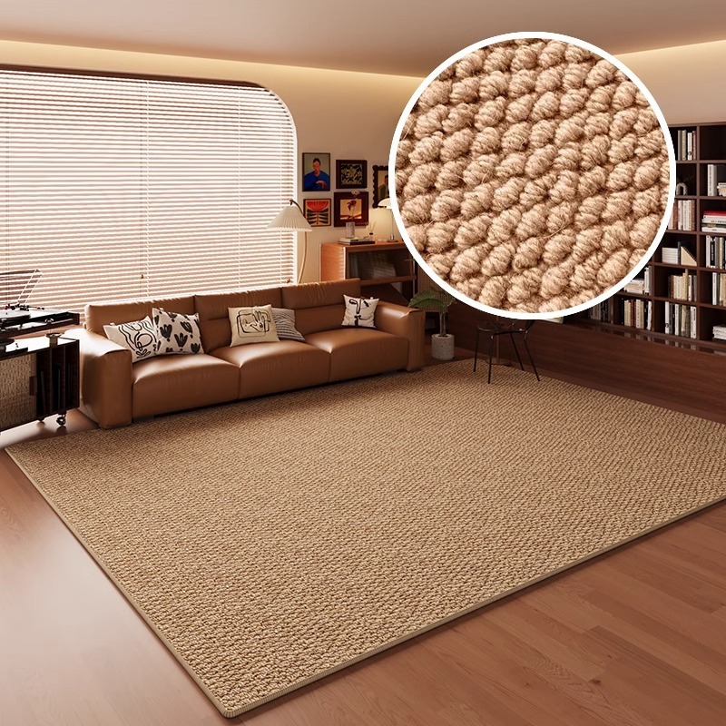 Imitation Sisal Carpet, Stain Resistant and Easy to Clean, Living Room Carpet, Imitation Cat Paw Pineapple Loop Non-Slip Mat, Large Area Full Coverage Foot Mat