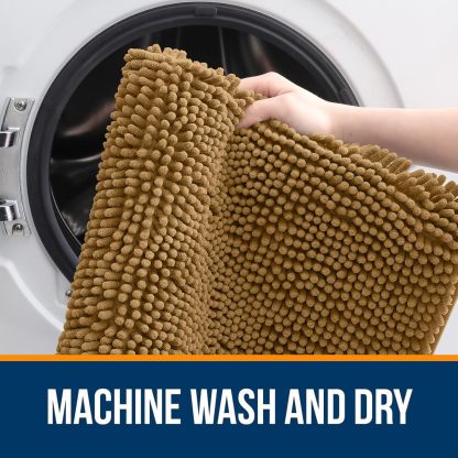 Rugava Bathroom Rugs 24x16, Extra Soft Absorbent Chenille Bath Rugs, Rubber Backing Quick Dry, Machine Washable Bath Mats for Bathroom Floor, Tub and Shower, Home Decor Accessories, Ochre