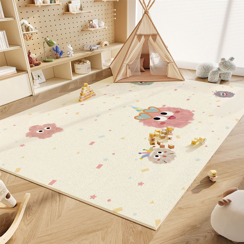 Rugava Cartoon Colorful Pom-Pom Carpet for Children's Room Baby Reading Area Entertainment Play Mat Bedroom Full Carpet