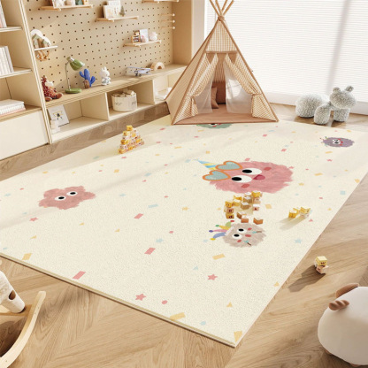 Rugava Cartoon Colorful Pom-Pom Carpet for Children's Room Baby Reading Area Entertainment Play Mat Bedroom Full Carpet