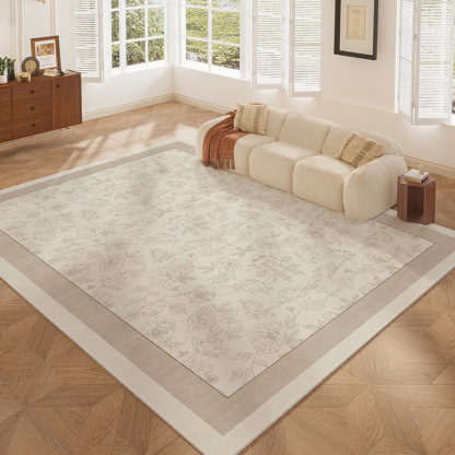 French Style Carpet for Living Room, Stain Resistant and Easy to Clean, Full Loop Pile for Bedroom, Waterproof Carpet for Home Use, Suitable for Coffee Table and Sofa, Large Area