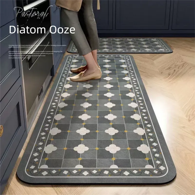 Minimalist Modern Diatomaceous Earth Household Kitchen Bathroom Absorbent Quick-Dry Floor Mat Toilet Doorway Non-Slip Foot Mat
