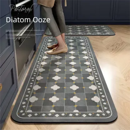 Minimalist Modern Diatomaceous Earth Household Kitchen Bathroom Absorbent Quick-Dry Floor Mat Toilet Doorway Non-Slip Foot Mat