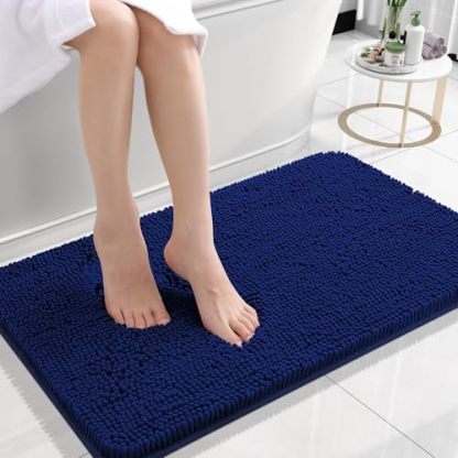 Rugava Bathroom Rugs 24x16, Extra Soft Absorbent Chenille Bath Rugs, Rubber Backing Quick Dry, Machine Washable Bath Mats for Bathroom Floor, Tub and Shower, Home Decor Accessories, Ochre
